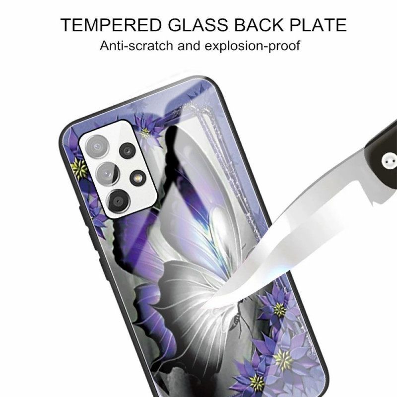 Θήκη Samsung Galaxy A13 Μωβ Butterfly Tempered Glass